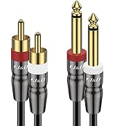 J&D Dual 1/4 inch TS to Dual RCA Cable, Heavy Duty 1/4 Male to RCA Male Adapter Stereo Audio Inte...