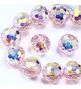 Dowarm 100PCS 8MM Crystal Glass Beads for Jewelry Making, Vintage Rose AB Faceted Crystal Beads f...