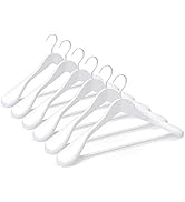TOPIA HANGER White Wooden Coat Hanger 6 Pack, Wood Suit Hangers,Glossy Finish with Extra-Wide Sho...