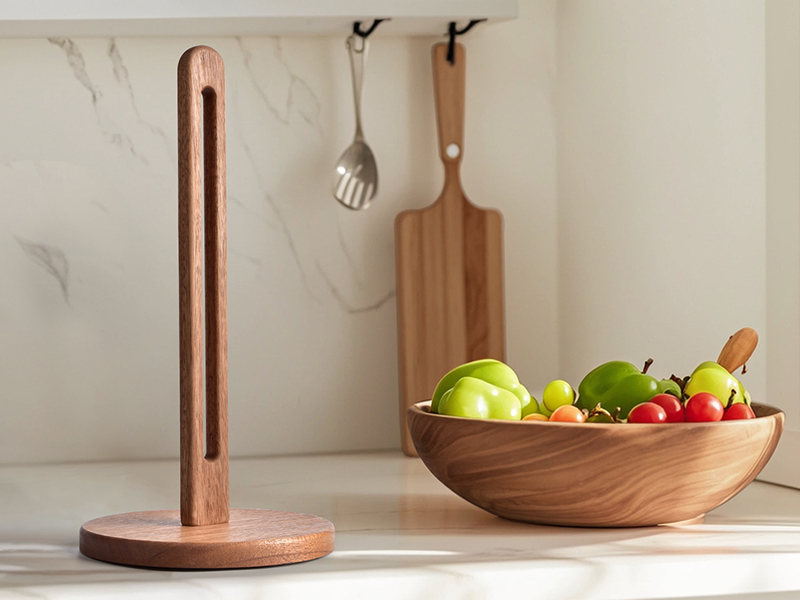 acacia wooden paper towel holder