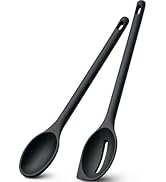 Silicone Spoons for Cooking, 600°F Heat Resistant Cooking Spoon with Solid & Slotted Spoon for Mi...