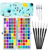 Caliart 100 Colors Watercolor Paint Set, Portable Art Supplies Palette Kit | Travel Metallic Wate...