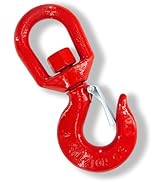 2 Ton Swivel Hooks, Heavy Duty 360° Rotating Crane Hook with Safety Latch, 4400 lbs Forged Steel ...
