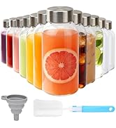 Sursip 8 oz Glass Bottles with Stainless Steel Lids (Set of 12) - Reusable Small Clear Jars for J...