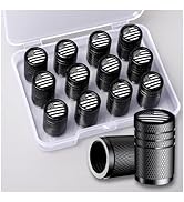 Muzioiernsu 12PCS American Flag Tire Valve Stem, Aluminum USA Caps Black, Universal Dust Proof Co...