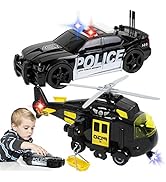 TeganPlay Police Car Toy with Rescue Helicopter Toy for Boys | Emergency Vehicles Toy Set Frictio...