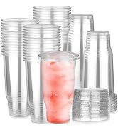Huaiid 60 Pack 32 oz Clear Plastic Cups, Disposable Plastic Cups with Lids, Disposable Party Cups...
