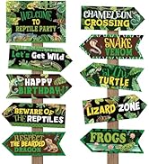 20 Pieces Reptile Birthday Party Decorations Welcome to Reptile Party Directional Signs Swamp Liz...