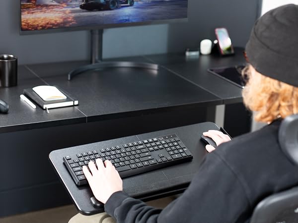chair mount keyboard tray
