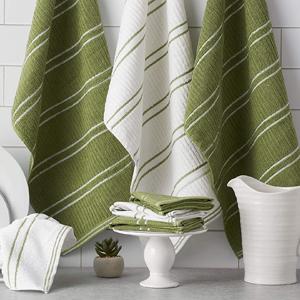 green stripe dorm cleaning caddy dusting pledge