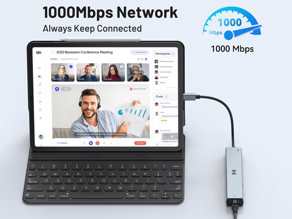 USB C Docking Station, usb c multiport adapter Gigabit Ethernet port