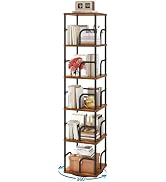 IBUYKE 6 Tier Square Rotating Bookshelf, 360° Spinning Bookcases Tower,Freestanding Corner Booksh...