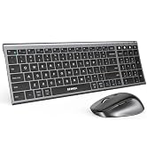 seenda COE401 3-Device Bluetooth Keyboard Mouse Combo, Silent, Black Gray | Rechargeable slim com...