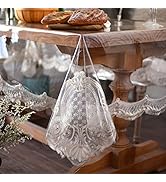 ARTABLE Vinyl PVC Rectangle Tablecloth Waterproof Clear Table Cover with Champagne Lace Macrame B...