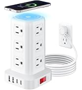 Surge Protector Power Strip 6.5 FT Cord, Power Strip Tower with 4 USB Ports (1USB C), Extension C...