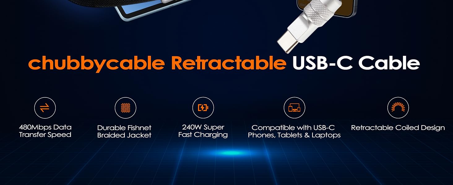 chubbycable Retractable USB-C Cable
