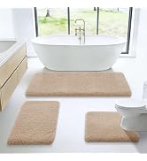 Microfiber Thick Bathroom Rugs Set 3 Piece, Flurry Non Slip Bath Rug, Ultra Soft Plush Absorbent ...