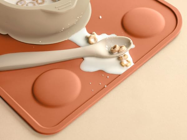 Prep silicone placemat protecting table from food spills with easy clean surface after meals