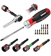 Geinxurn 19 Pieces Ratcheting Screwdriver Set, Mini Rachet Wrench, Rachet Screwdriver Handle and ...