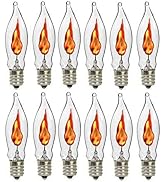 Goothy 12 Pack Christmas Flicker Flame Light Bulbs, Crystal Clear Chandelier Flickering E12 Cande...