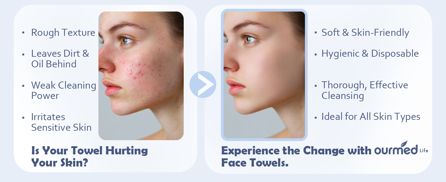 Ourmed Life face towels gently clear blackheads, smooth rough skin, and brighten dull complexion.