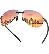 Vepiant Polarized Sunglasses for Men and Women Rimless Frame Driving Glasses UV400 Protection Sha...