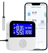 WiFi Hygrometer Thermometer Sensor with External Probe,Aquarium Thermometer,Wireless Digital Moni...