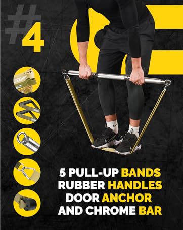 5 Pull-Up bands Rubber Handels Door Anchor and Chrome Bar