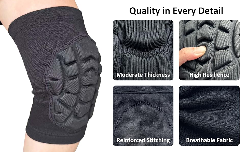 knee pads with soft elastic and breathable fabric, lowprofile short sleeve design with compression