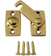 QCAA Solid Brass Shutter Bar/Door Latch, 7/8" x 2-3/32", Polish Brass, 1 Pack, Made in Taiwan