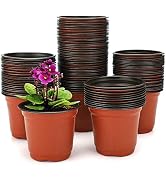 KINGLAKE 100 Pcs 4" Plastic Plants Nursery Pot/Pots Seedlings Flower Plant Container Seed Startin...