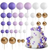 ASTARON 32 Pcs Ball Cake Topper Decorations Mini Balloons Cake Topper Sticks Foam Balls Cake Pick...