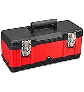 Jack Boss Steel Tool Box 15.5- Inch Small Portable Tool Box Organizer with Built-in Short Non-sli...