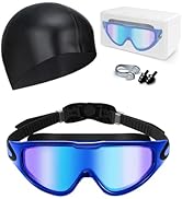 Hurdilen Swim Goggles, Anti Fog Anti UV, Wide View and No Leaking Swimming Goggles & Swim Cap for...