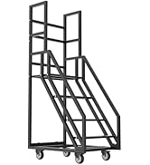 4 Step Mobile Home Stairs,39.3" W x 23.6" D x 78.7“H Movable Industrial Rolling Stairs,Handrails ...