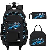 ACESAK Rolling Backpack for Boys, Kids Backpack with Wheels Portable with Insulated Lunch Box & P...