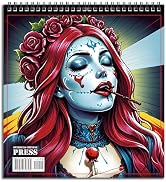 FUNLAVIE Sugar Skull Coloring Book for Adults – Elegant Floral Sugar Skull Lady Designs for Women...