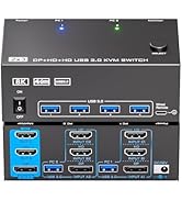 TBDISYYDS HDMI+Displayport KVM Switch 3 Monitors 2 Computers 8K@60Hz Triple Monitor KVM Switches ...