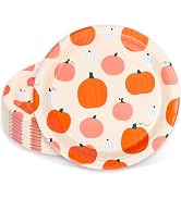 Whaline 40 Pcs Little Pumpkin Paper Plates Pink Orange Fall Baby Shower Disposable Plates 9 Inch ...