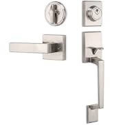 BAMoONE Front Door Handle Set with Deadbolt and Lever, Satin Nickel | Reversible zinc alloy entry...