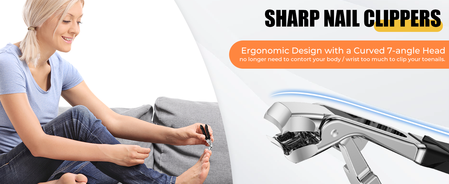 Angled Head Nail Clippers for Seniors for Thick Nails Wide Jaw Opening Toenail Clippers