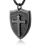 HZMAN Shield Armor of God Ephesians 6:16-17, Faith Cross Stainless Steel Pendant Necklace