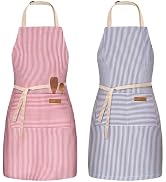 BeLuyi 2 Pack Adjustable Bib Apron with 2 Pockets Chef Cooking Kitchen Restaurant Aprons for Wome...