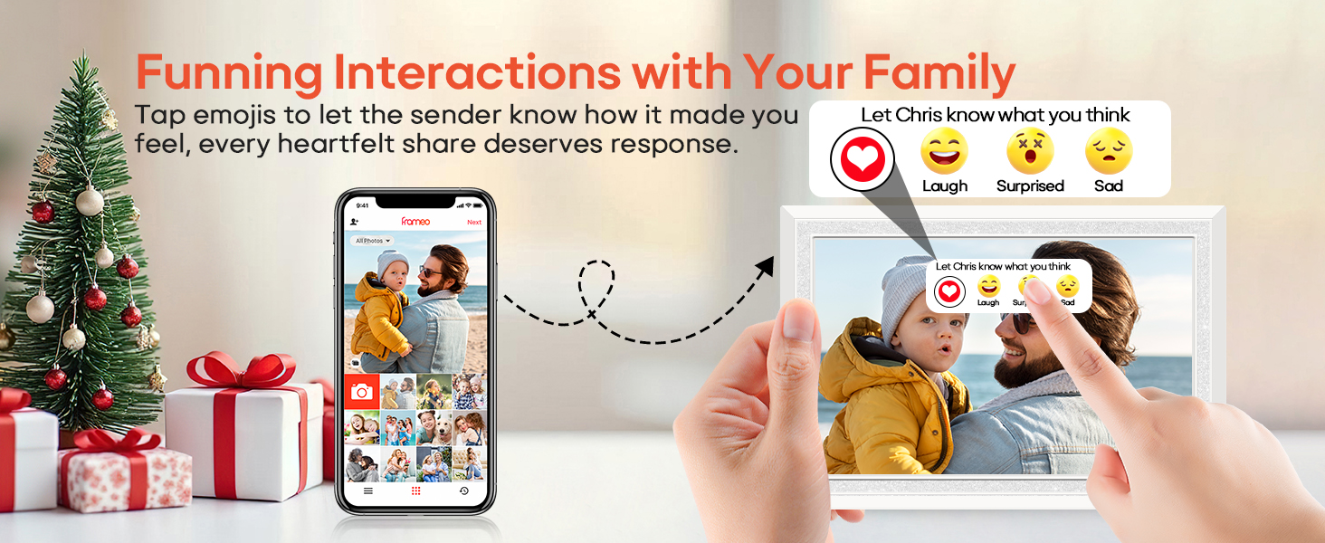 frameo digital picture photo video frame smart wifi HD IPS touch screen slideshow 32GB auto rotate