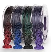 AMOLEN PLA 3D Printer Filament,PLA Filament 1.75mm,Silk Shiny Filament Bundle, Black Red, Blue,Pu...