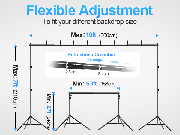 EMART Backdrop Stand 10x7ft Photo Studio Flexible Adjustable Background Stand Support Kit phone