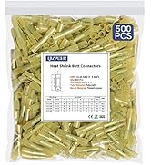 500 Pcs Yellow Heat Shrink Butt Connectors, 12-10 AWG Waterproof Crimp Terminals Electrical Wire ...