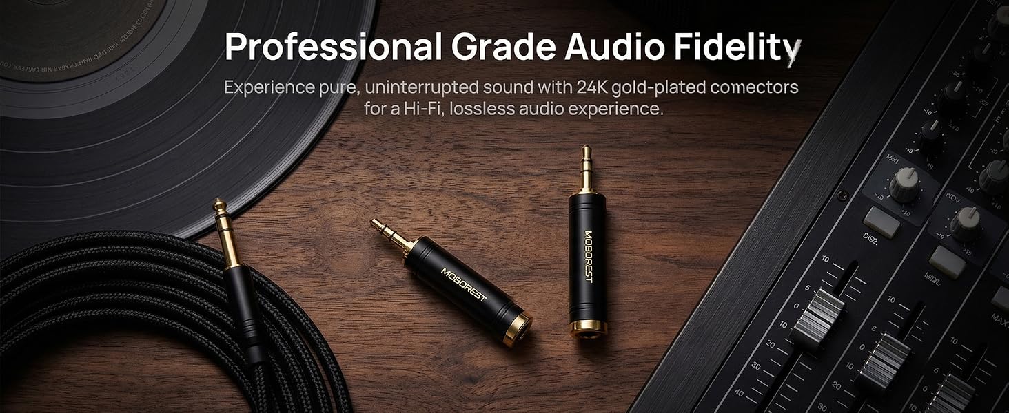 3.5mm to 1/4 (6.35mm) Stereo Pure Copper Adapter