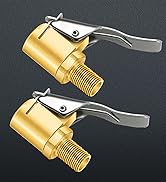 2 Pcs Brass Locking Tire Air Chuck, Tire Inflator Hose Adapter for Twist On Connection Convert to...