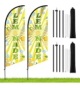 Nlicrst 2 Set Lemonade Feather Flag Kit - Includes Vibrant Lemon Banners, Sturdy Flag Poles & Car...